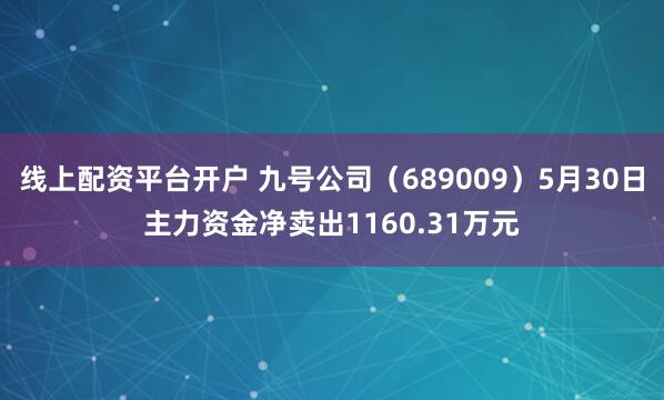 线上配资平台开户 九号公司（689009）5月30日主力资金净卖出1160.31万元