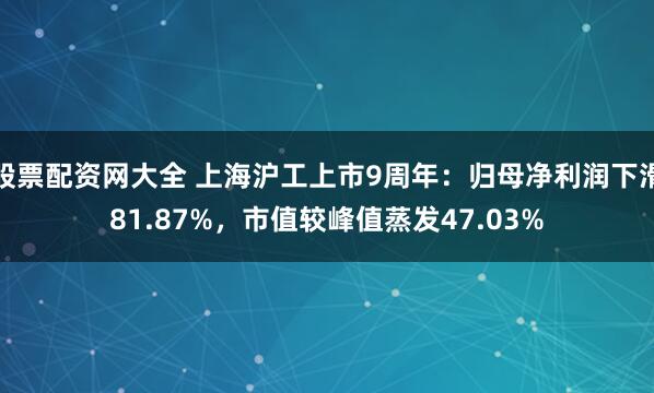 股票配资网大全 上海沪工上市9周年：归母净利润下滑81.87%，市值较峰值蒸发47.03%